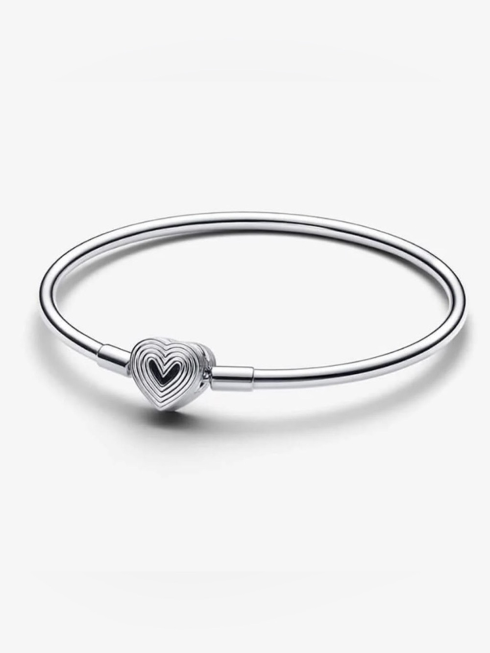 Pandora Silver Heart Charm Bangle Bracelet - Silver